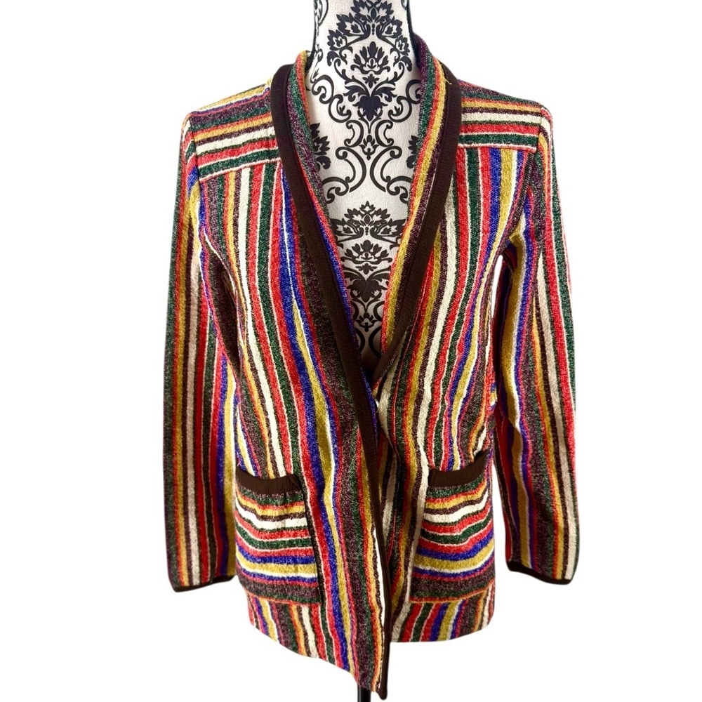 Anthropologie Akemi + Kin Mansoura Multicolor Striped Wrap Jacket (Missing Tie) - Picture 4 of 14